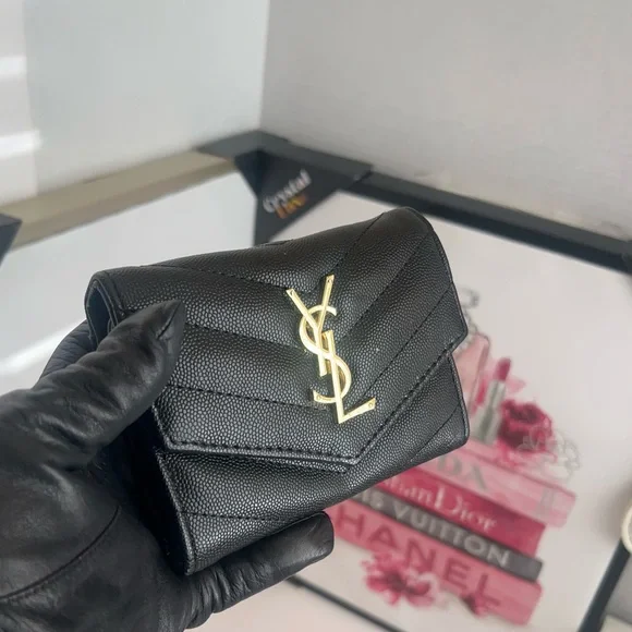Yves Saint Laurent Black Chevron Wallet - Picture 10 of 12